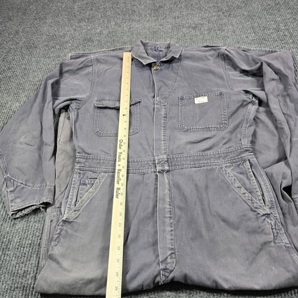Vintage Penneys Big Mac Coveralls Mens 40L Gray Sanforized Herringbone Twill 50s - Picture 4 of 16
